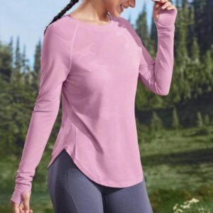 Camiseta Deportiva de Manga Larga con Abertura para el Pulgar – Transpirable y de Secado Rápido